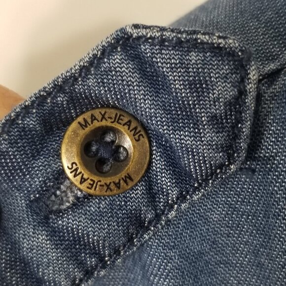 Max Jeans Blue Chambray Lightweight  Long Sleeve Button Down Shirt Dress Size XS - Picture 8 of 13